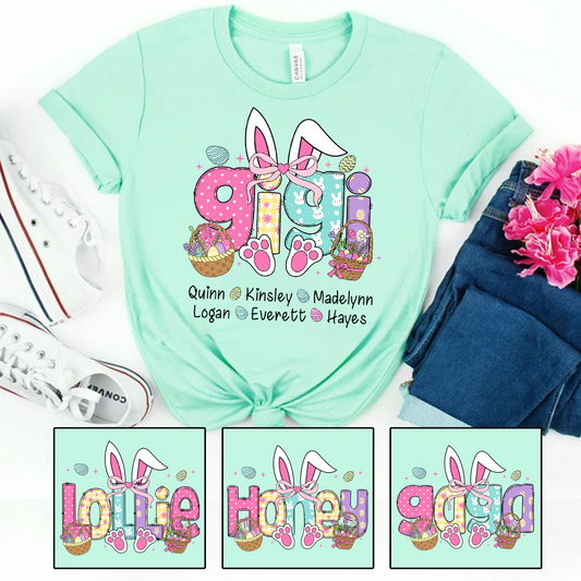 Easter Bunny Coquette Bow Gift For Family, Custom Grandma And Kids Classic Canvas