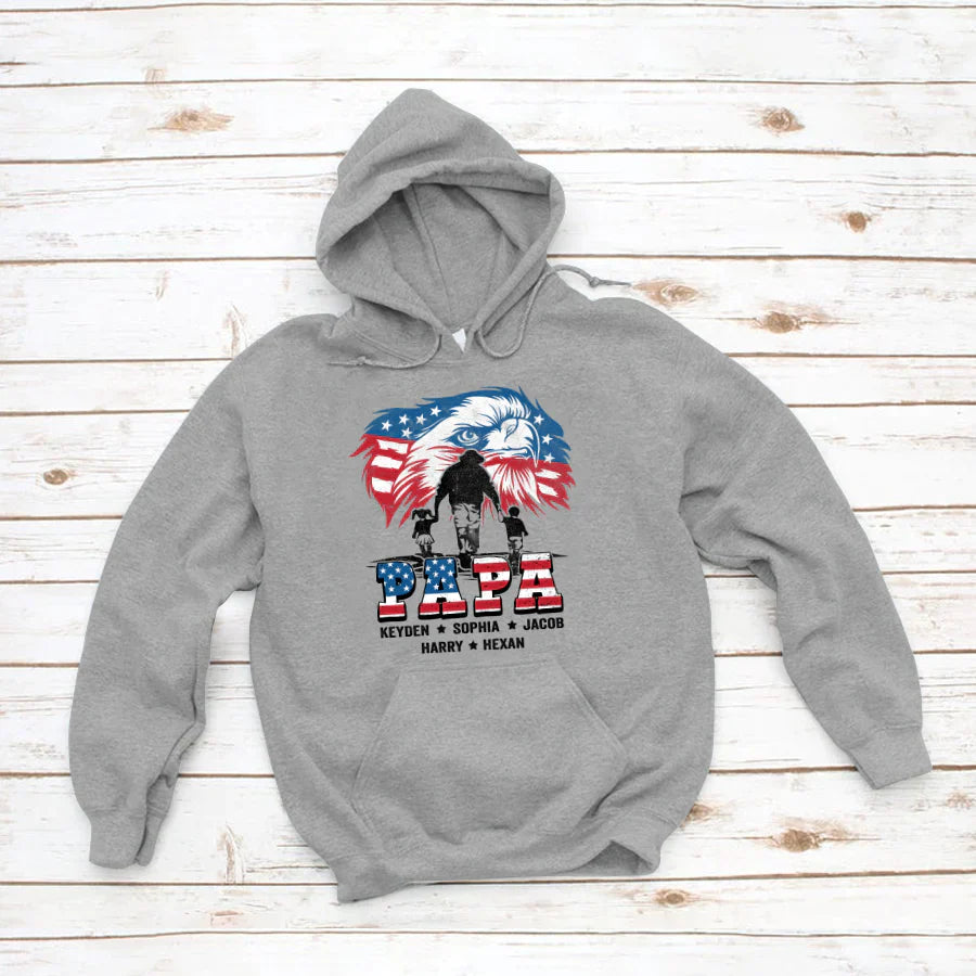 American Eagle Flag Papa And Grandkids CTH01 Hoodie