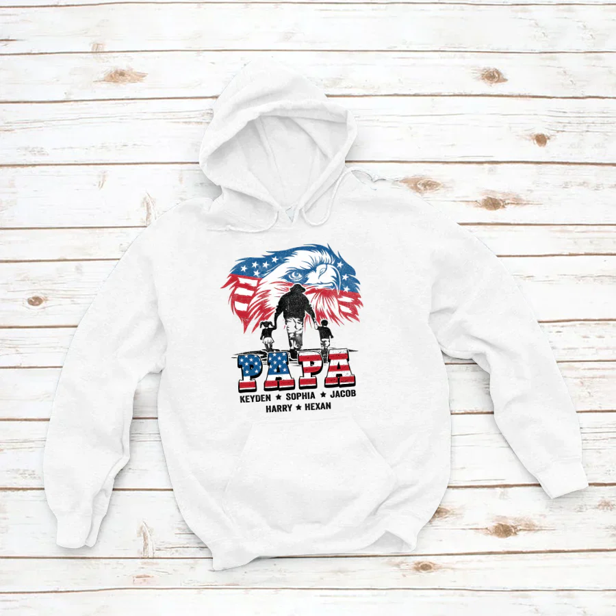 American Eagle Flag Papa And Grandkids CTH01 Hoodie