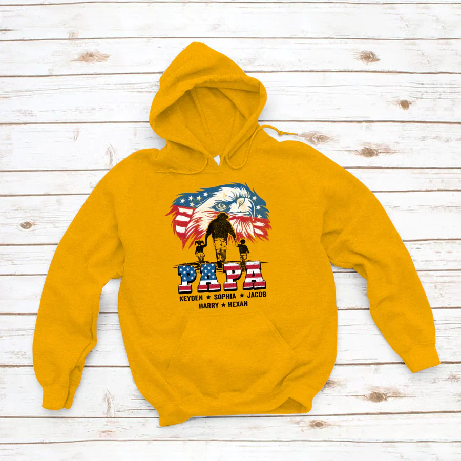 American Eagle Flag Papa And Grandkids CTH01 Hoodie
