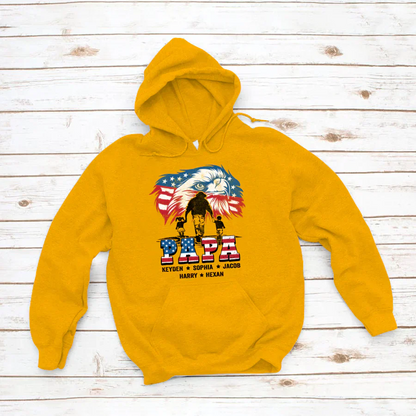American Eagle Flag Papa And Grandkids CTH01 Hoodie