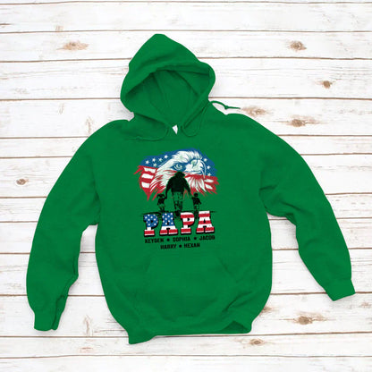 American Eagle Flag Papa And Grandkids CTH01 Hoodie
