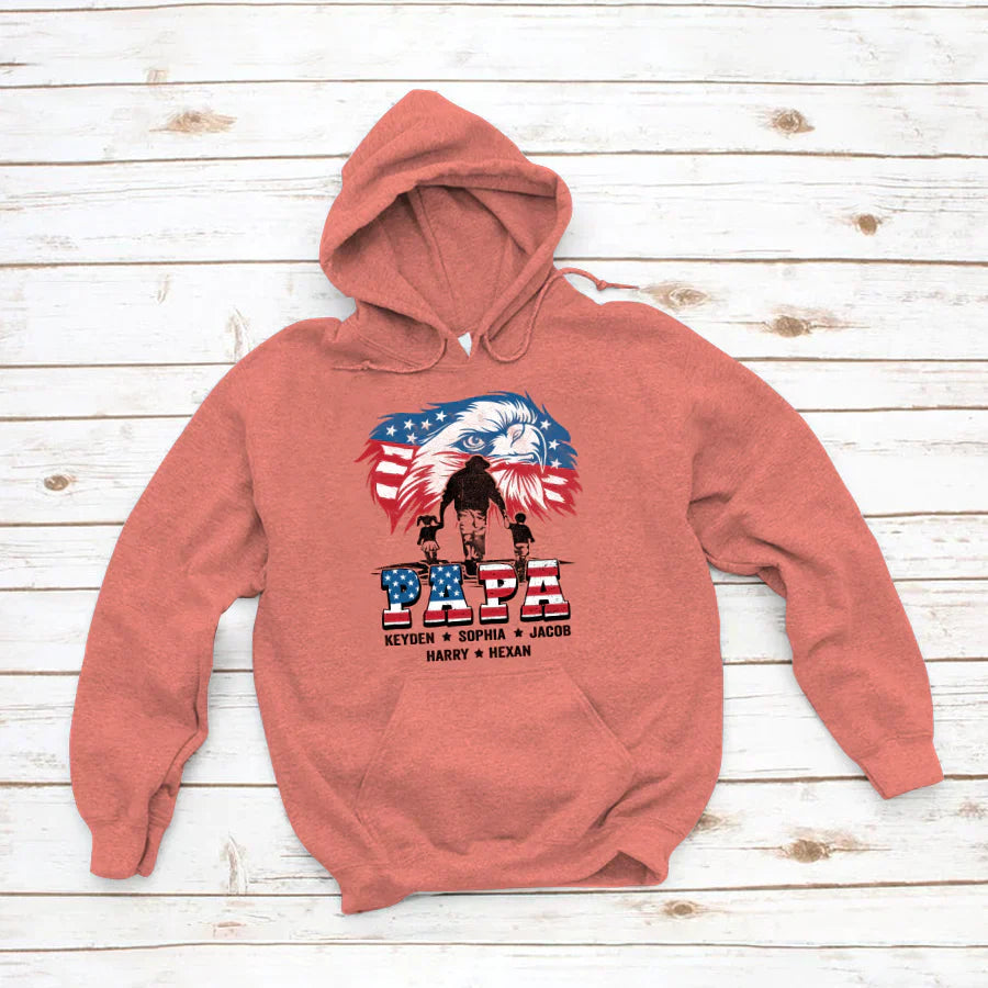 American Eagle Flag Papa And Grandkids CTH01 Hoodie