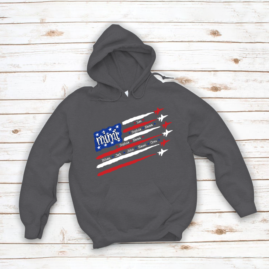 American Flag Jet Fighter 4th of july Mimi with grandmakids CL01 Hoodie