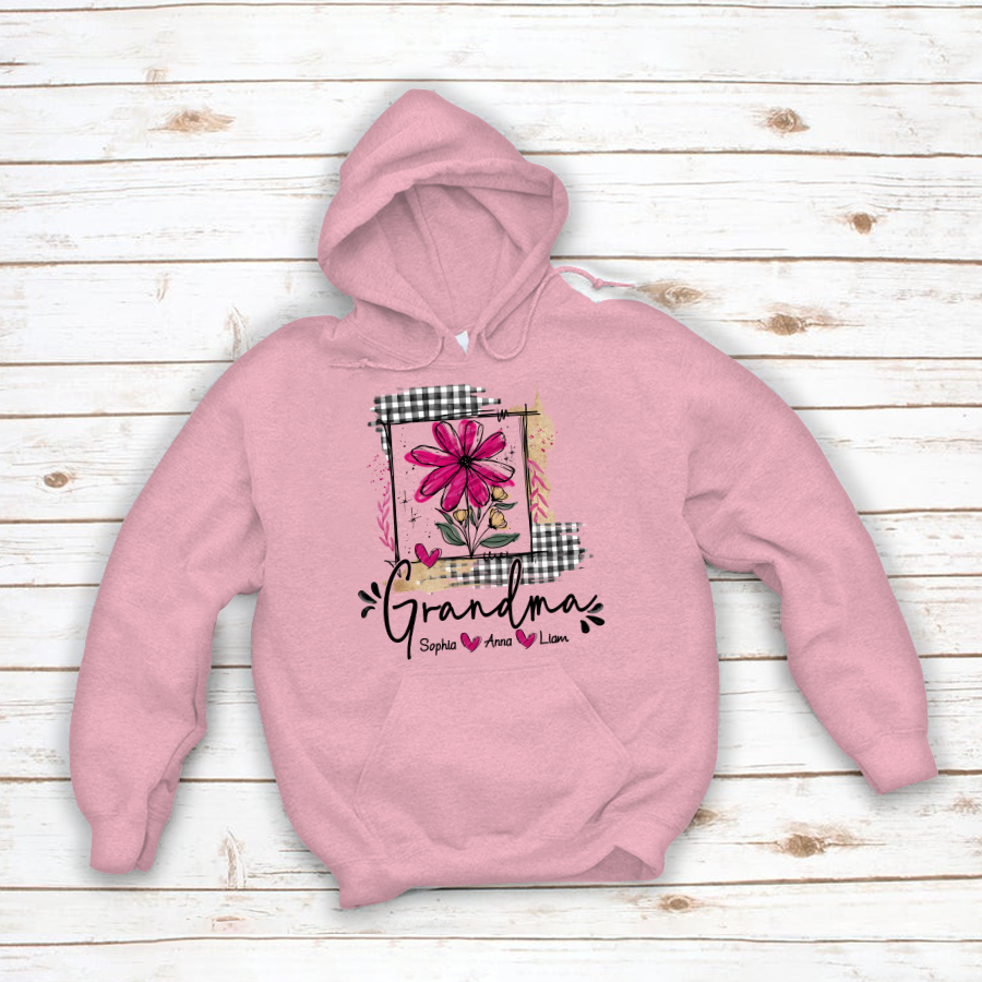 Artistic Checkered Wildflowers As A Gift For Grandma And Kids LTP01 Hoodie