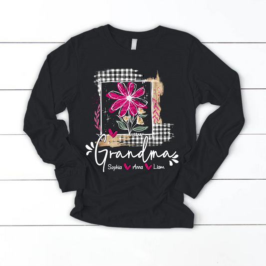 Artistic Checkered Wildflowers As A Gift For Grandma And Kids LTP01 Longsleeve