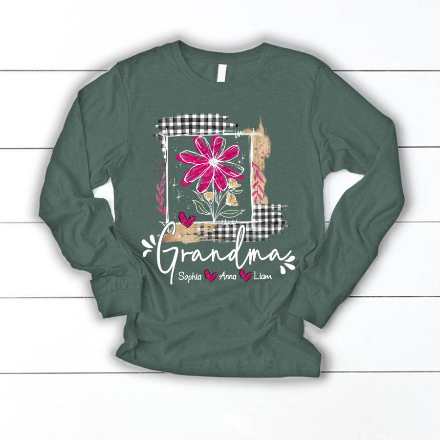 Artistic Checkered Wildflowers As A Gift For Grandma And Kids LTP01 Longsleeve