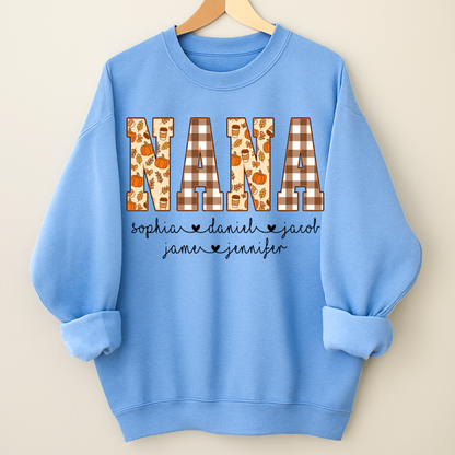 Autumn Nana Custom Nana And Grankids Fall Vibes Shirt