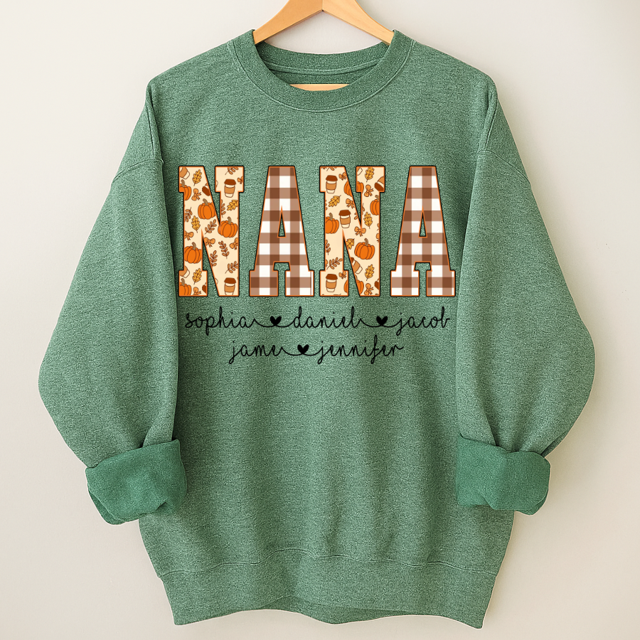 Autumn Nana Custom Nana And Grankids Fall Vibes Shirt