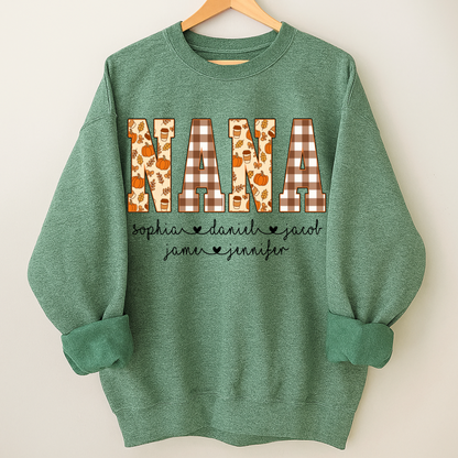 Autumn Nana Custom Nana And Grankids Fall Vibes Shirt