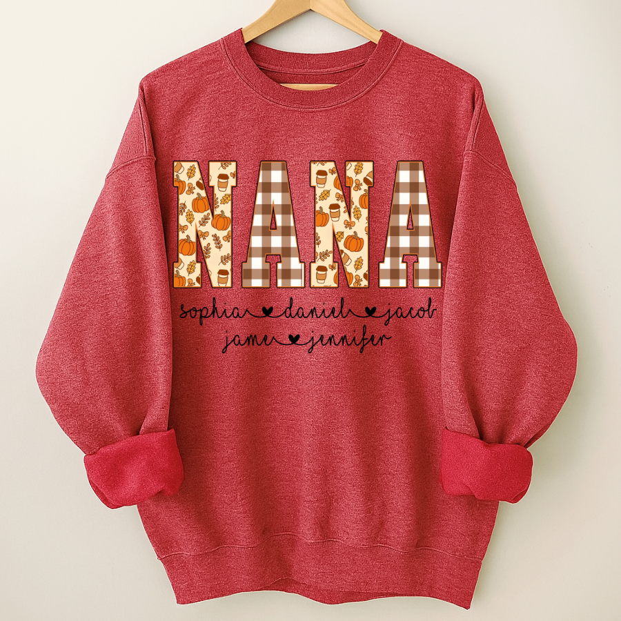 Autumn Nana Custom Nana And Grankids Fall Vibes Shirt