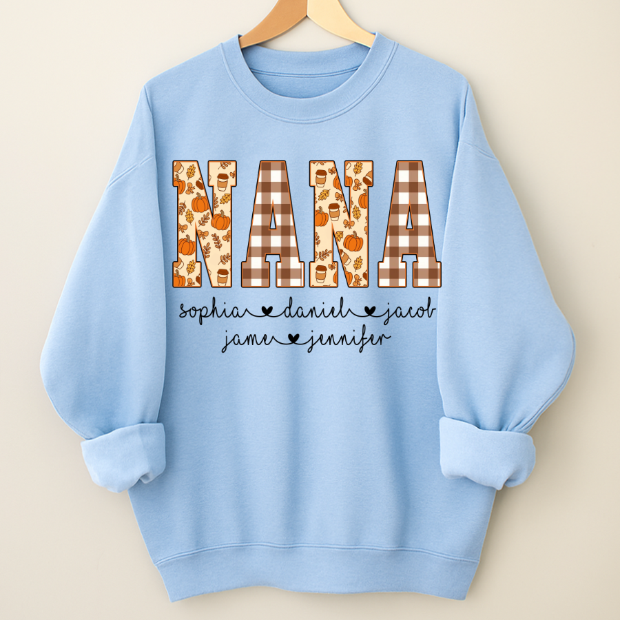 Autumn Nana Custom Nana And Grankids Fall Vibes Shirt