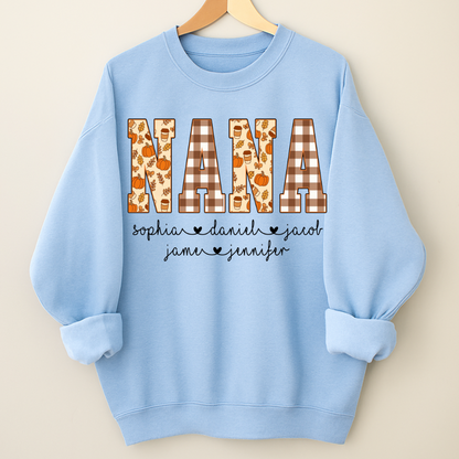 Autumn Nana Custom Nana And Grankids Fall Vibes Shirt