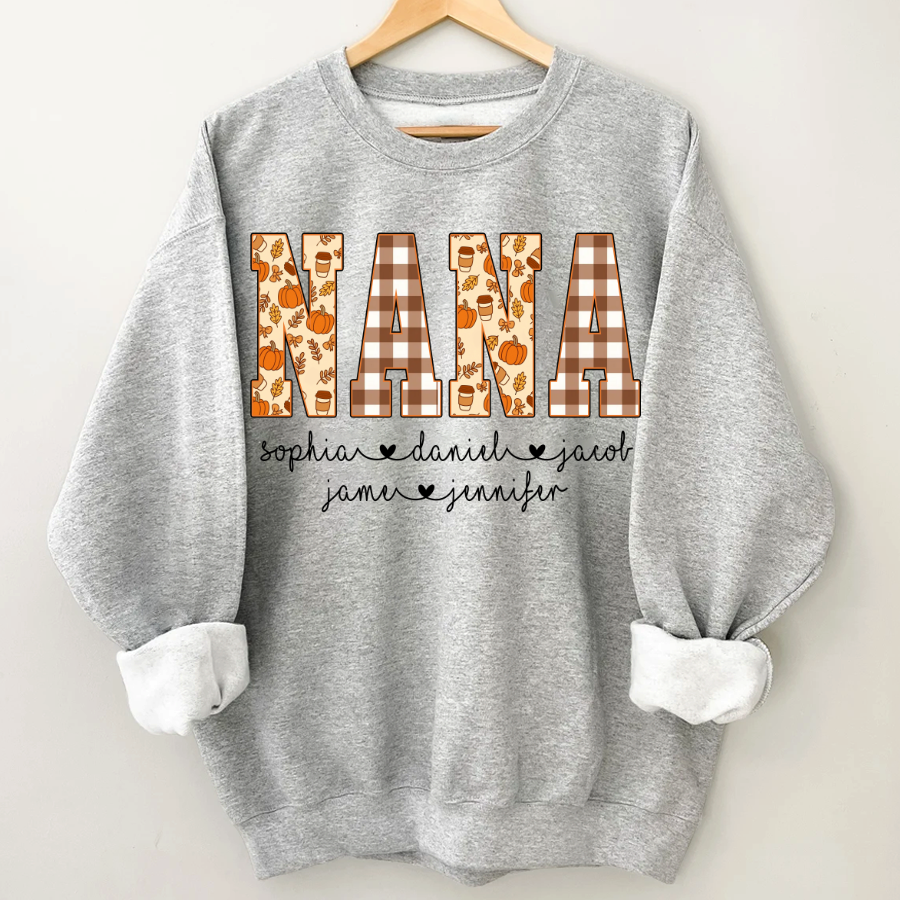 Autumn Nana Custom Nana And Grankids Fall Vibes Shirt