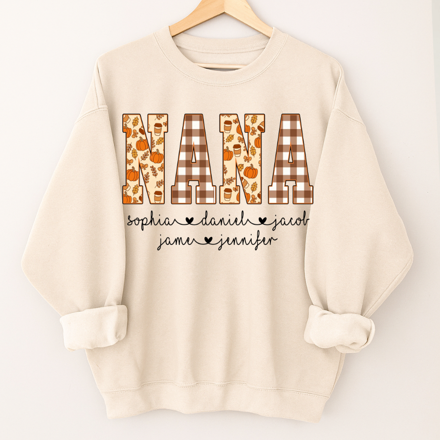 Autumn Nana Custom Nana And Grankids Fall Vibes Shirt