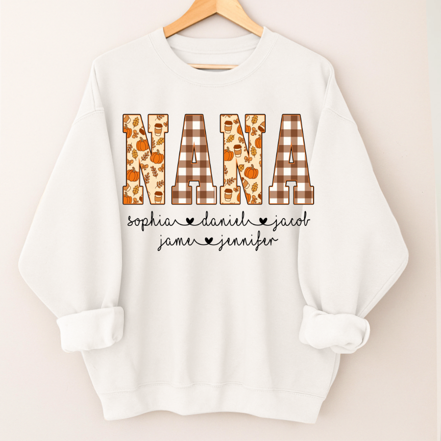 Autumn Nana Custom Nana And Grankids Fall Vibes Shirt