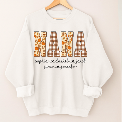 Autumn Nana Custom Nana And Grankids Fall Vibes Shirt