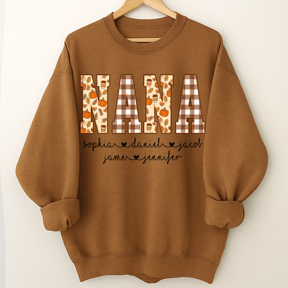 Autumn Nana Custom Nana And Grankids Fall Vibes Shirt