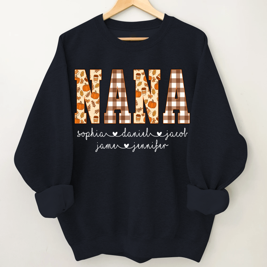 Autumn Nana Custom Nana And Grankids Fall Vibes Shirt