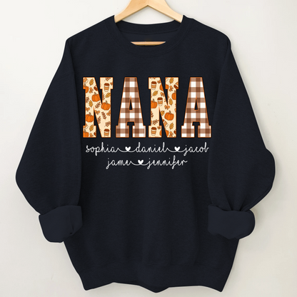 Autumn Nana Custom Nana And Grankids Fall Vibes Shirt