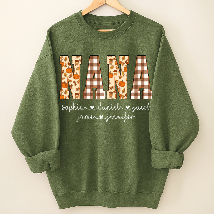 Autumn Nana Custom Nana And Grankids Fall Vibes Shirt
