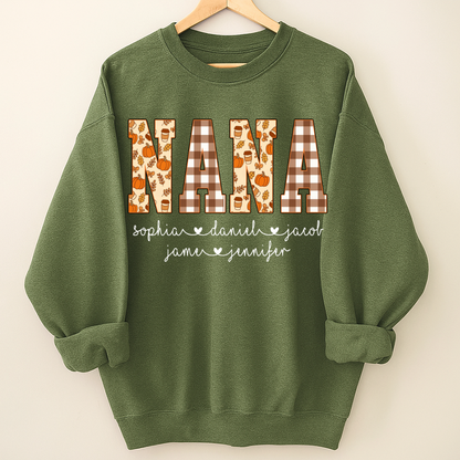 Autumn Nana Custom Nana And Grankids Fall Vibes Shirt