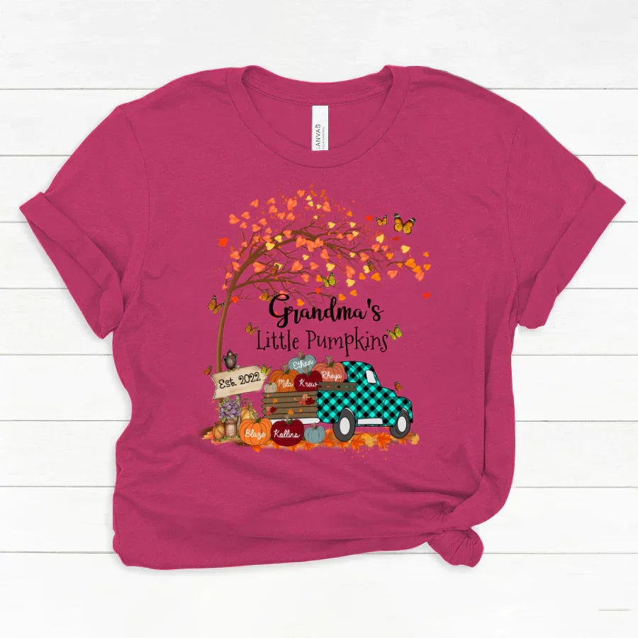 Autumn Tree Grandma's Little Pumpkins Est Classic Canvas
