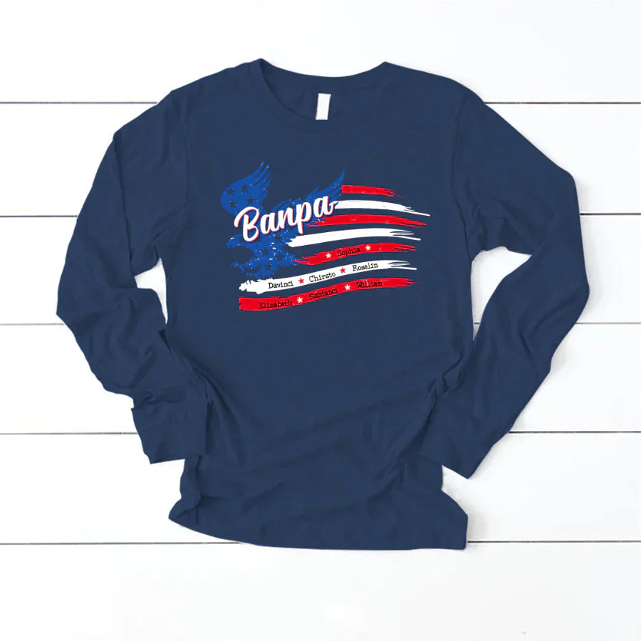 Banpa With Grandkids Names 4th Of July CTL94 Longsleeve