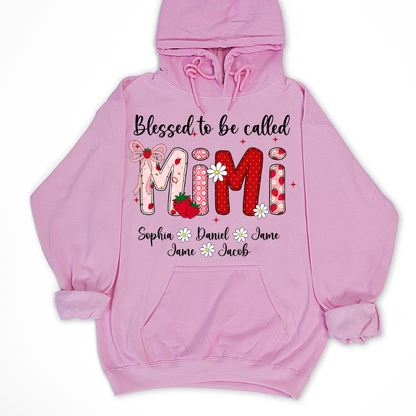 Blessed To Be Called Mimi, Mimi Strawberry And Grandkids Sweet Summer Time Shirt