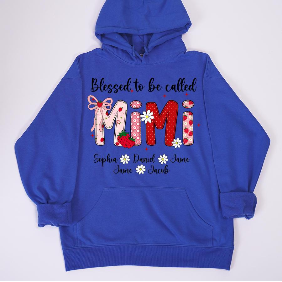 Blessed To Be Called Mimi, Mimi Strawberry And Grandkids Sweet Summer Time Shirt