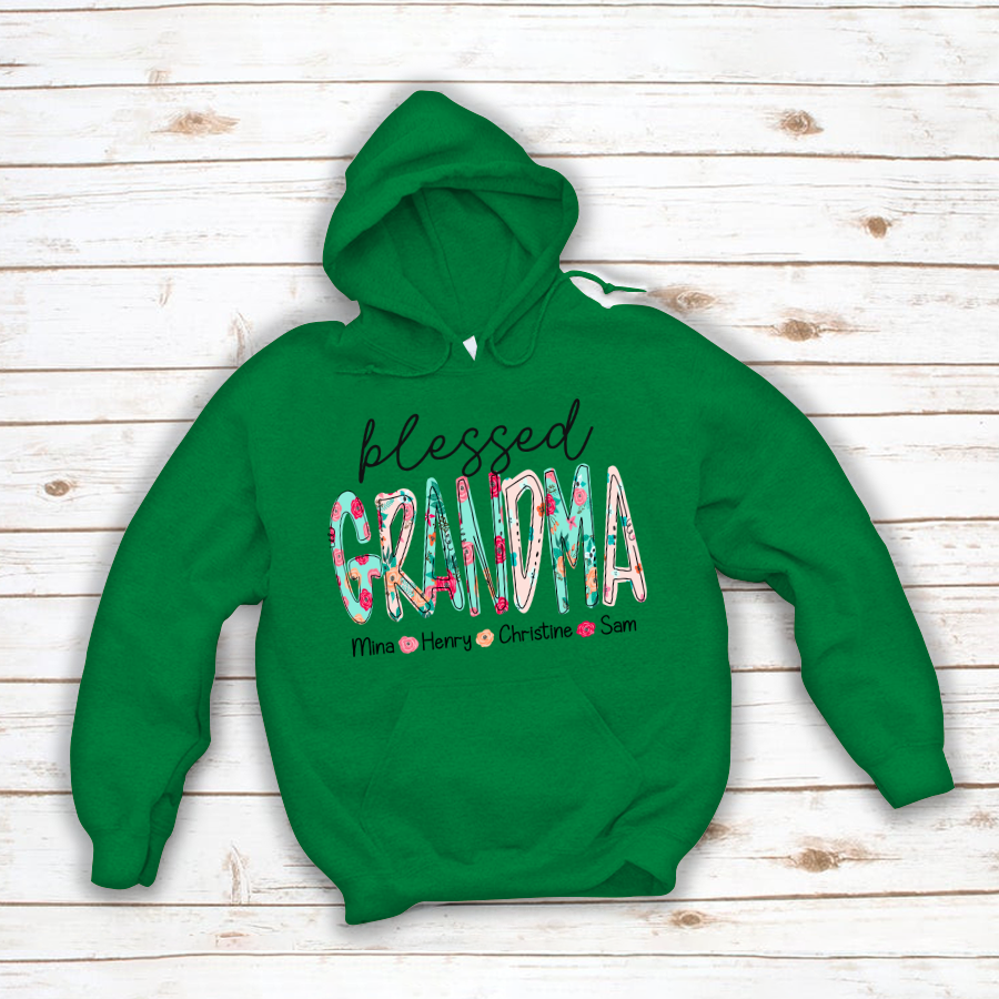 Blessed Grandma Flower And Grandkids Mother's Day Hoodie