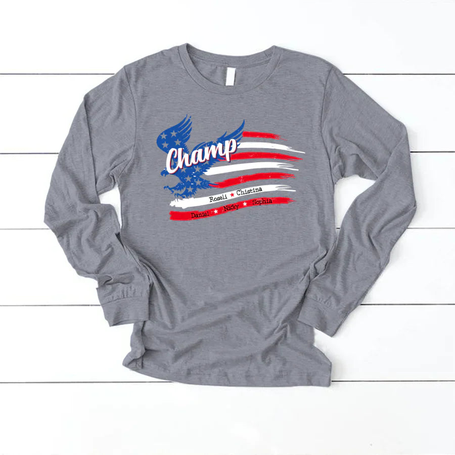 Champ With Grandkids Names 4th Of July CTL94 Longsleeve