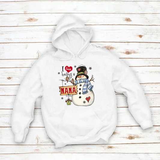 Godmerch Personalized I Love Being A Nana Snowman Hoodie
