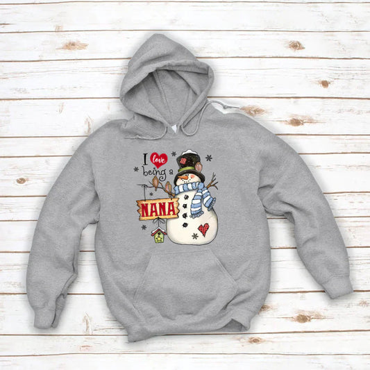 Godmerch Personalized I Love Being A Nana Snowman Hoodie