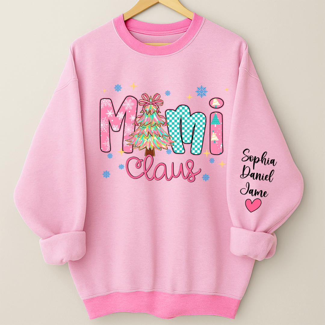 Christmas Mimi Claus Custom Mimi Nana Grandma and Grandkids Shirt