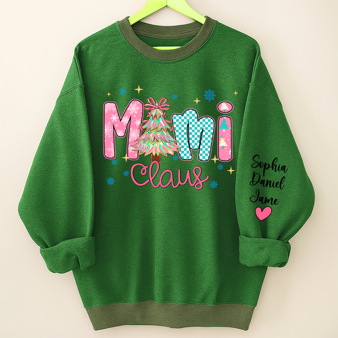 Christmas Mimi Claus Custom Mimi Nana Grandma and Grandkids Shirt