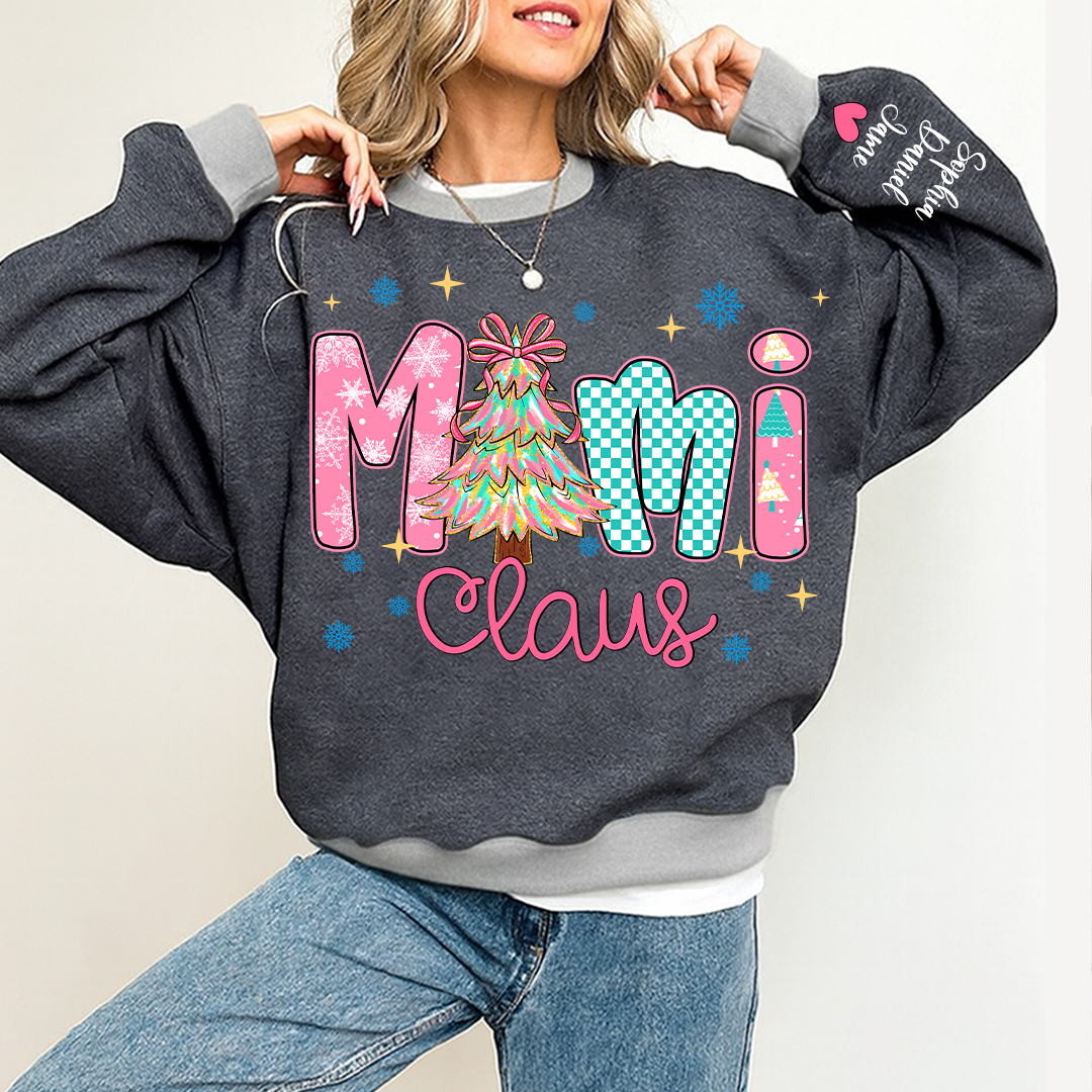 Christmas Mimi Claus Custom Mimi Nana Grandma and Grandkids Shirt