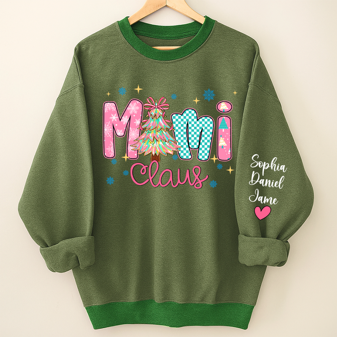 Christmas Mimi Claus Custom Mimi Nana Grandma and Grandkids Shirt
