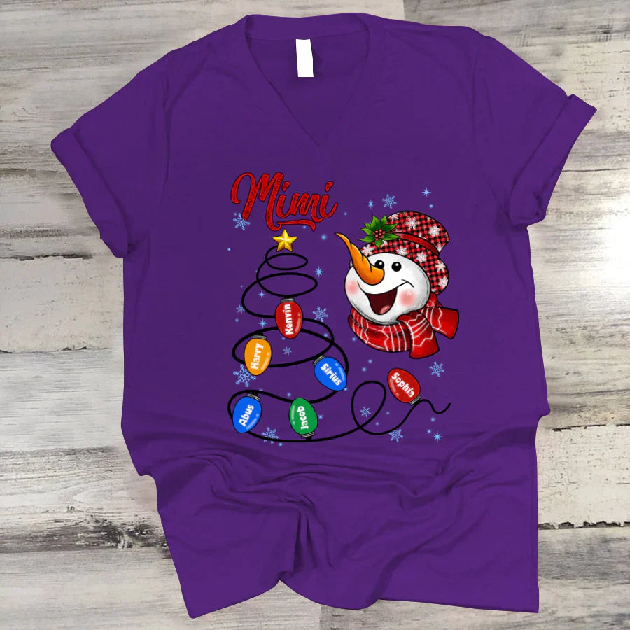 Christmas Tree Mimi And Grandkids CTH01 V-Neck