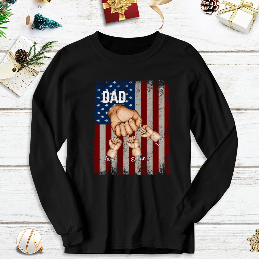 Dad Kids Hands Flag Longsleeve