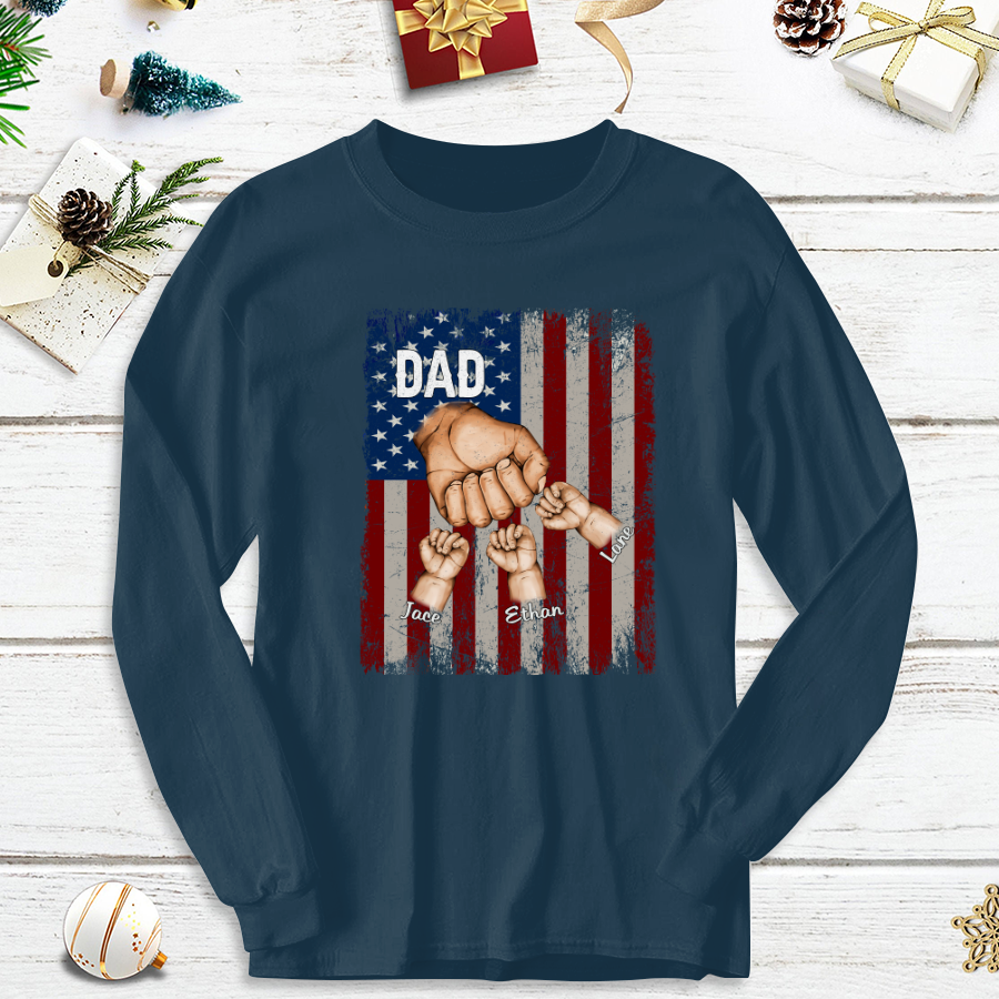Dad Kids Hands Flag Longsleeve