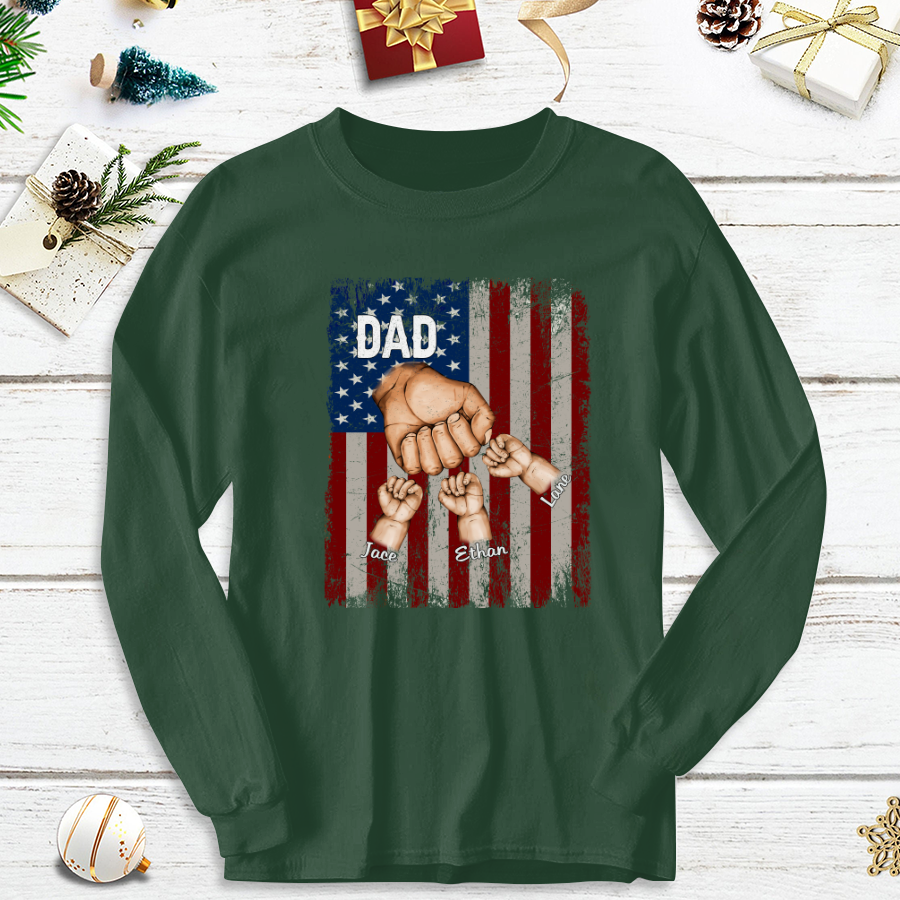 Dad Kids Hands Flag Longsleeve