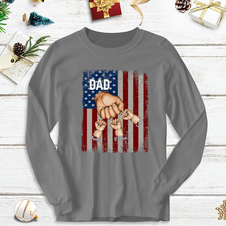 Dad Kids Hands Flag Longsleeve