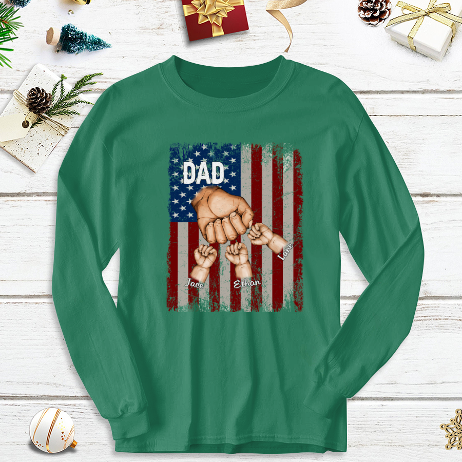 Dad Kids Hands Flag Longsleeve
