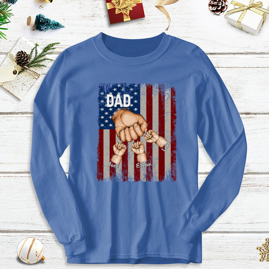 Dad Kids Hands Flag Longsleeve
