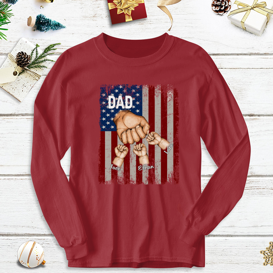 Dad Kids Hands Flag Longsleeve