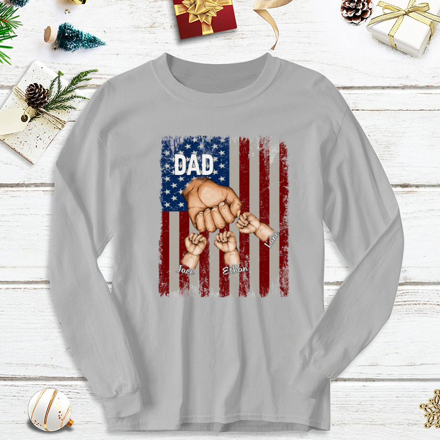 Dad Kids Hands Flag Longsleeve