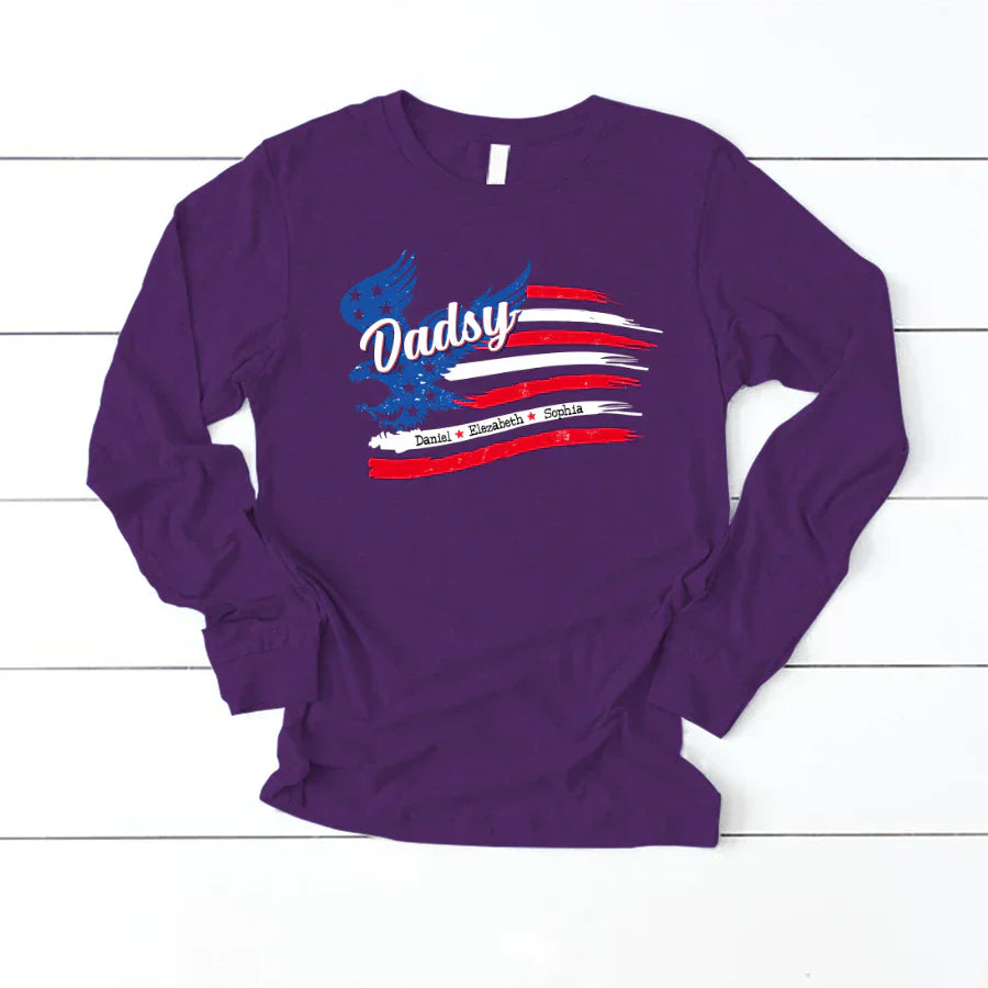 Dadsy With Grandkids Names 4th Of July CTL94 Longsleeve