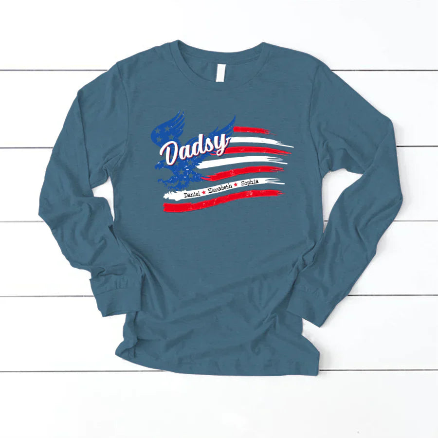 Dadsy With Grandkids Names 4th Of July CTL94 Longsleeve