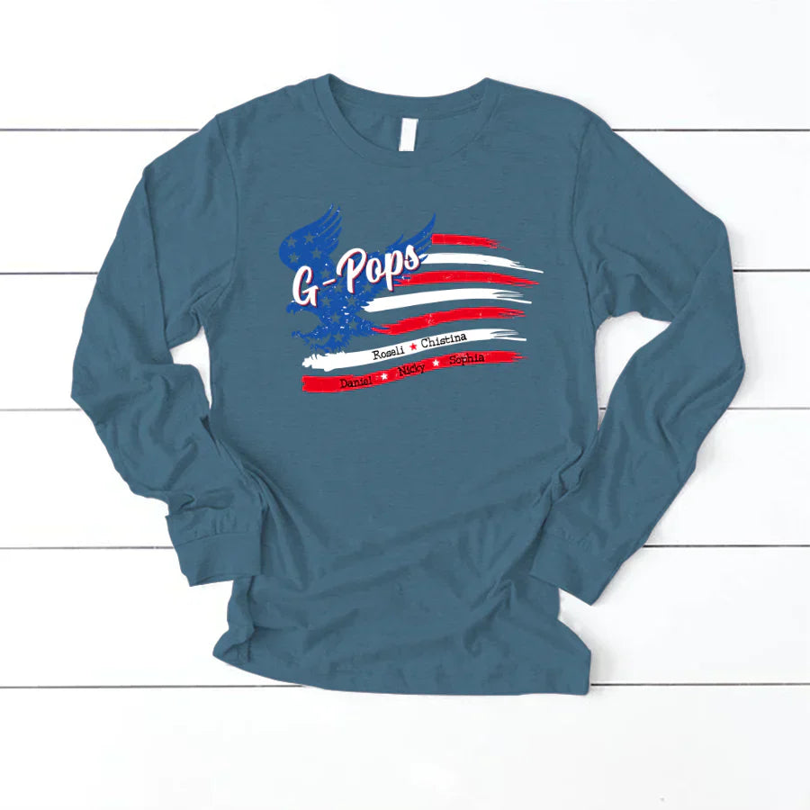 GPops With Grandkids Names 4th Of July CTL94 Longsleeve